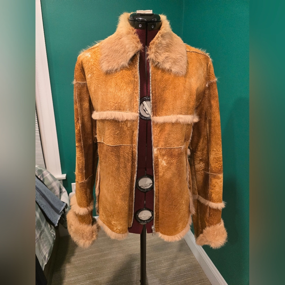 Tan "Vero Lapin" Rabbit Fur Jacket, Size 42 (US 6)